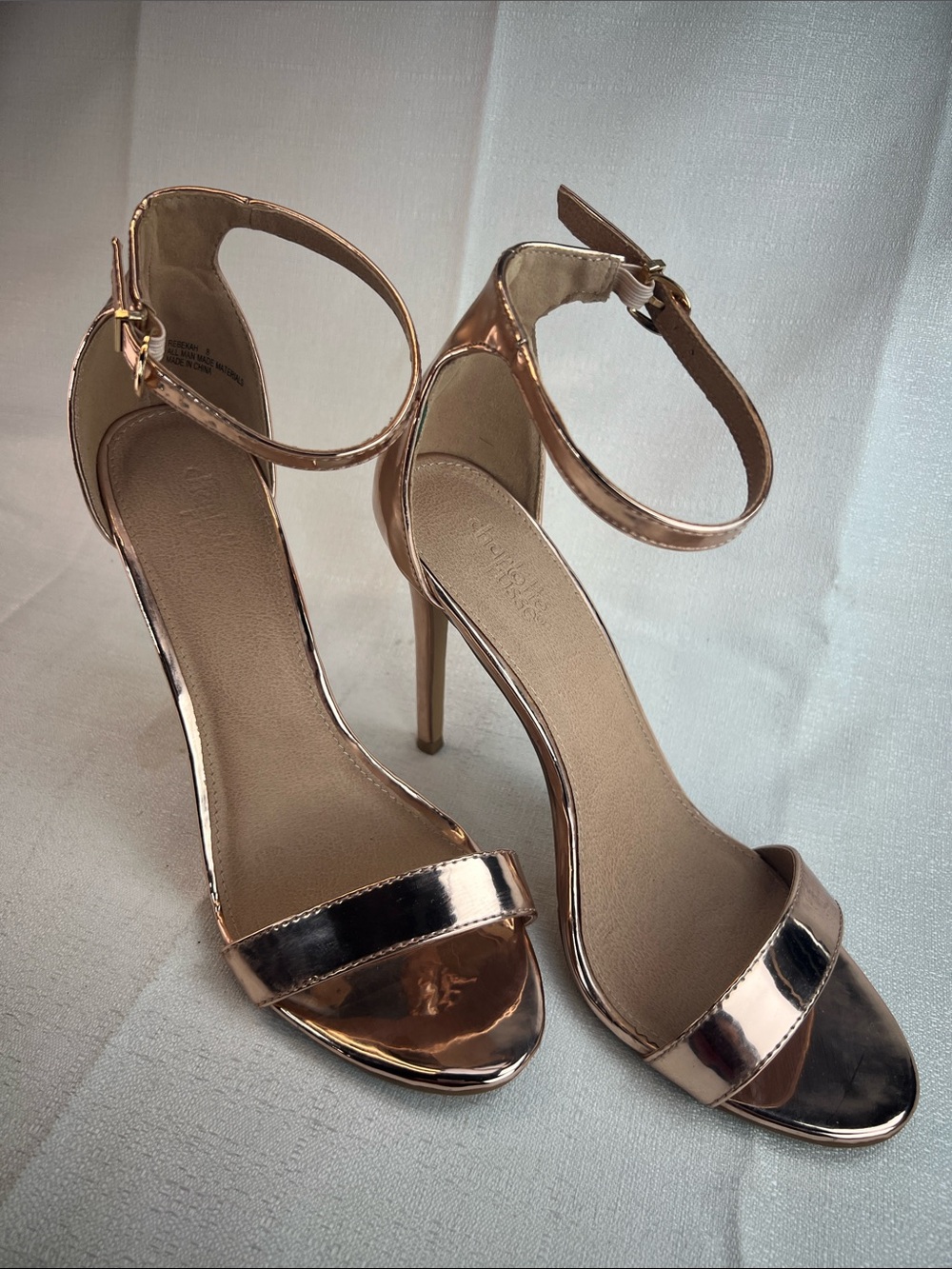 Charlotte Russe, rose gold stilettos, worn to wedding